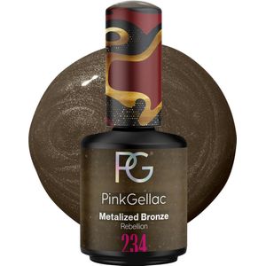 Pink Gellac - 234 Metalized Bronze 15 ml - Olijfgroene Gel Nagellak met Minuscule Goudbronzen Glitters