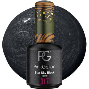 Pink Gellac Gellak -317 Star Sky Black 15ml - Glanzende Zwarte Gel Nagellak - Gellac - Gel Nagels Producten