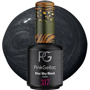 Pink Gellac Zwart Gellak Nagellak 15ml - Gelnagels Producten - Glanzende Gel Nails - 317 Star Sky Black