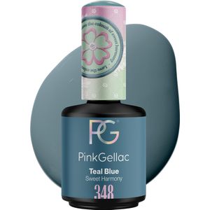 Pink Gellac 348 Teal Blue Gellak Nagellak 15ml - Glanzend Blauwe Gel Lak - Gelnagels Producten - Gel Nails