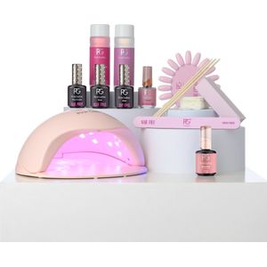 Pink Gellac Premium Gellak Starterspakket - Manicure Set met Roze LED-Lamp en Nude Kleur voor Gelnagels