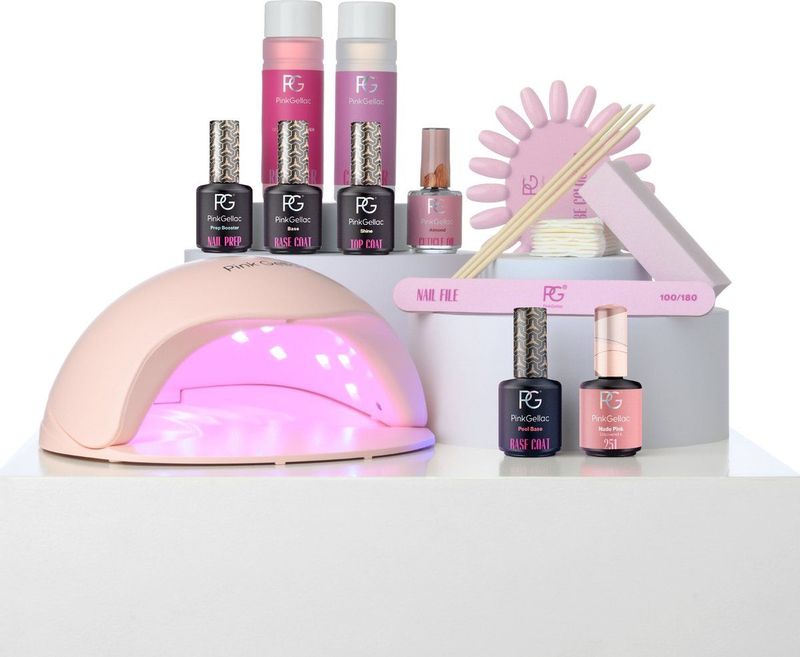 Pink Gellac - Gellak Starterspakket Premium Peel & Soak Off - Manicure Set - Roze - LED UV Nagellamp