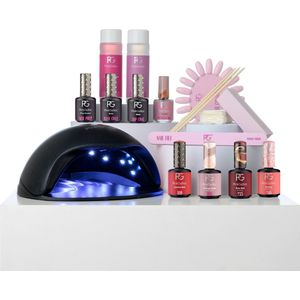 Pink Gellac Gellak Starterspakket - Manicure Set met Zwarte LED-Lamp - 4 Elegante Kleuren voor Gelnagels