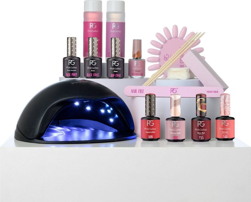 Pink Gellac - Starterspakket Gellak - Zwart - Inclusief Ledlamp - 4 Kleuren