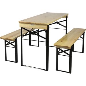 MaximaVida inklapbare picknickset Berlijn 120 cm 3-laags blanke lak - FSC hout