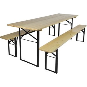 MaximaVida inklapbare picknickset Berlijn 200 cm 3-laags blanke lak - FSC hout