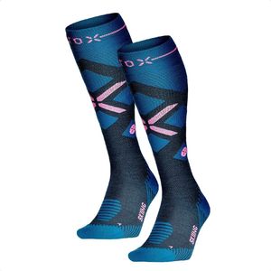 STOX Energy Socks Skisokken Dames - 2 Pack - Compressiekousen - Merino Wol Sokken Blauw - Ski & Snowboard Compressie Sokken - Maat S: 36-38