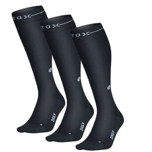 STOX Energy Socks - 3 Pack Merino Everyday sokken voor Mannen - Premium Compressiesokken - Kleur: Donkergrijs/Wit - Maat: Large - 3 Paar - Voordeel - Mt 43-47