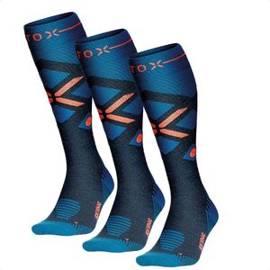 STOX Energy Socks - 3 Pack Skisokken voor Mannen - Premium Compressiesokken - Kleur: Zeegroen-Rood - Maat: Medium - 3 Paar - Voordeel
