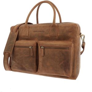 MoreThanHip Grote Werktas Sycamore - 15,6 inch Laptoptas - 41 x 28 x 17 cm - Aktetas - Heren en Dames - Trolley band - Ecoleer - Mat Bruin - Plantaardig gelooid - Duurzaam - Fairtrade - Sterk - Ruim - Documentenvak - Corporate - Zakelijk