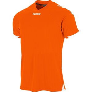 Hummel Fyn Shirt Korte Mouw Heren - Oranje Wit