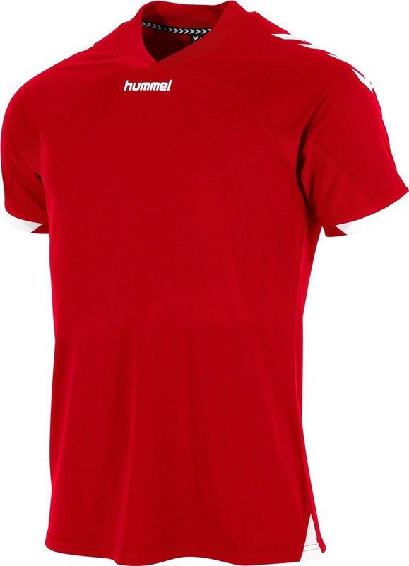 Hummel Fyn Shirt Korte Mouw Heren - Rood Wit
