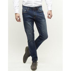 Palm Slim S07 - Modern fit, slim leg, sand blasted medium blue stretch denim,
