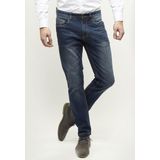 Palm Slim S07 - Modern fit, slim leg, sand blasted medium blue stretch denim,