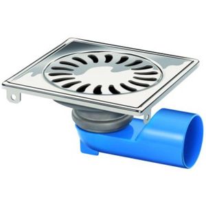 RVS doucheput 146 x 146 mm, onder/zij uitlaat 50 mm
