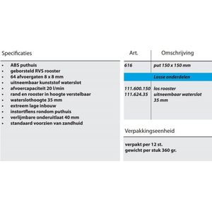 Berg Van Den Berg Vloerput Met 1 Aansluiting 616