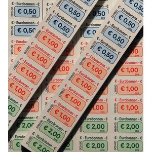 Euro bonnnen op strip 5000 st. (10 boekjes a 500st.) - waarde 1 vel € 10,-