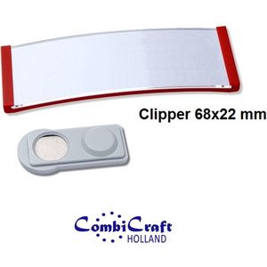 CombiCraft Polar20© naambadge smal met dubbelmagneet rood 68x22mm - per 10 stuks