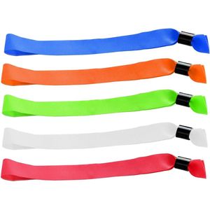 CombiCraft Blanco Textiel Polsbandjes 5-kleurenmix - 100 stuks