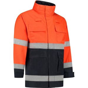 Dapro Safety Infinity Multinorm Regenjas - Maat 4XL - Marineblauw/Hi-Vis Oranje - Vlamvertragend , antistatisch en chemicaliën resistent - Doorwerkjas