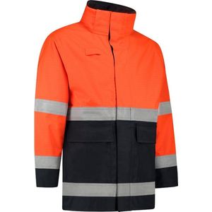 Dapro Access Multinorm Regenjas - Maat 2XL - Marineblauw/Hi-Vis Oranje - Vlamvertragend , antistatisch en chemicaliën resistent - Doorwerkjas