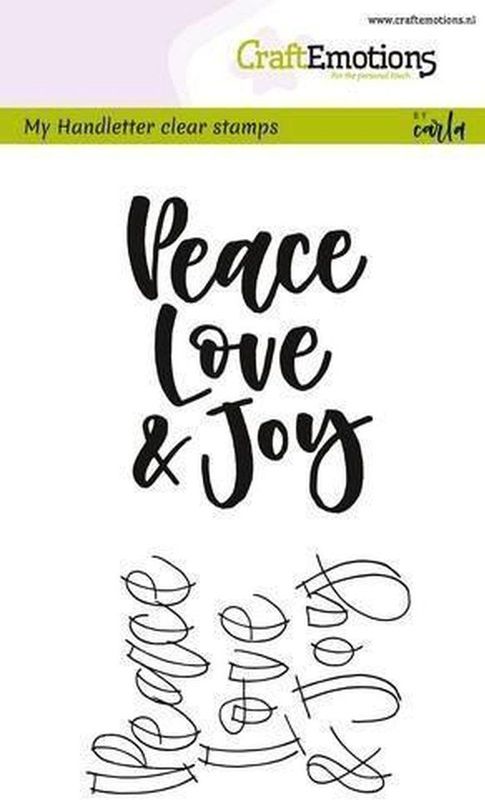 Clearstamp A6 CraftEmotions - Handletter tekst - Peace Love