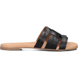 Notre-V - 179874 Slippers - Dames - Zwart - Krokodillenprint - Luxe Materiaal