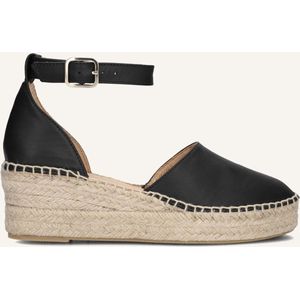 Ayana - Zwarte Espadrilles met Sleehak - Dames - Leer