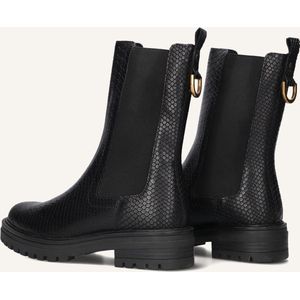 Omoda - Monk-05 - Chelsea Boots - Zwart - Leren Boots met Slangenprint