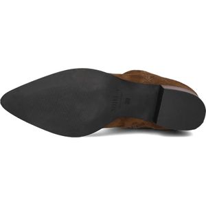 Notre-V - 3221 - Enkellaarsjes - Cognac - Suède - Blokhak 4 cm
