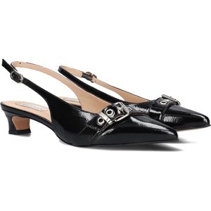 Lina Locchi - Slingbacks - Zwart - Leer - Kitten Hak 3 cm