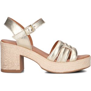 Notre-V AS-2000 Sandalen - Goudkleurig - Leer - Blokhak 6 cm