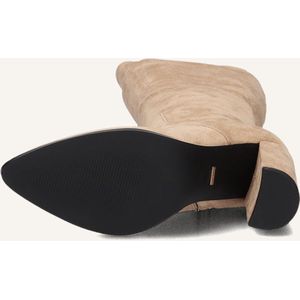 Marlou - 0492-21 - Knielaarzen - Beige - Blokhak 9 cm - Schachthoogte 43 cm