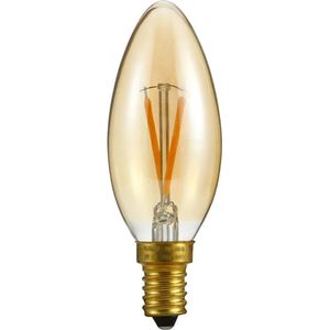 SPL E14 LED Lamp 2W Dimbaar - CRI 93 - Goud - Extra Warm Wit - 2200K - LED Filament Kaars C35 - Vervangt 11W - Per Stuk