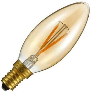 123led - E14 Kaarslamp - Goudkleurig Glas - Dimbaar - 2W