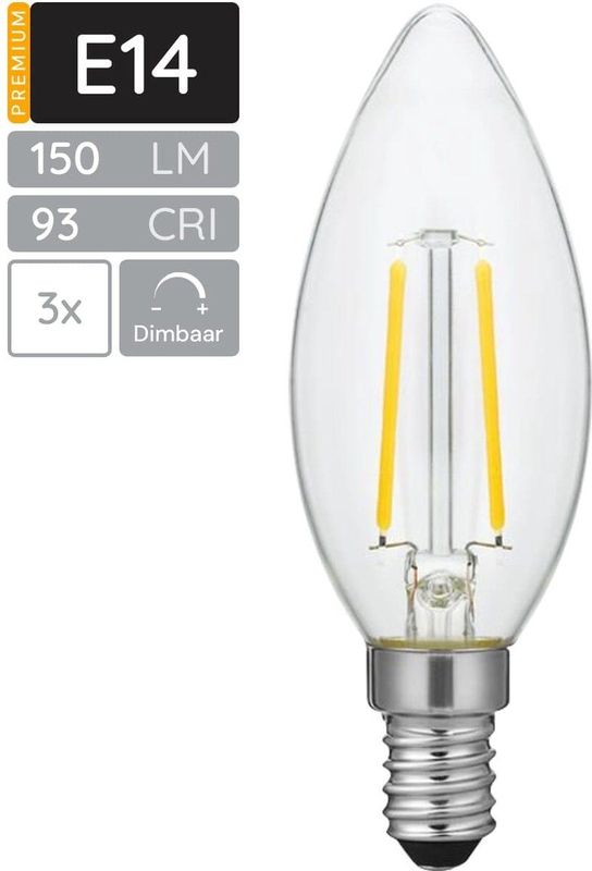 SPL - E14 LED Lamp - Dimbaar - Extra Warm Wit - 2W - Vervangt 16W - 3 Stuks