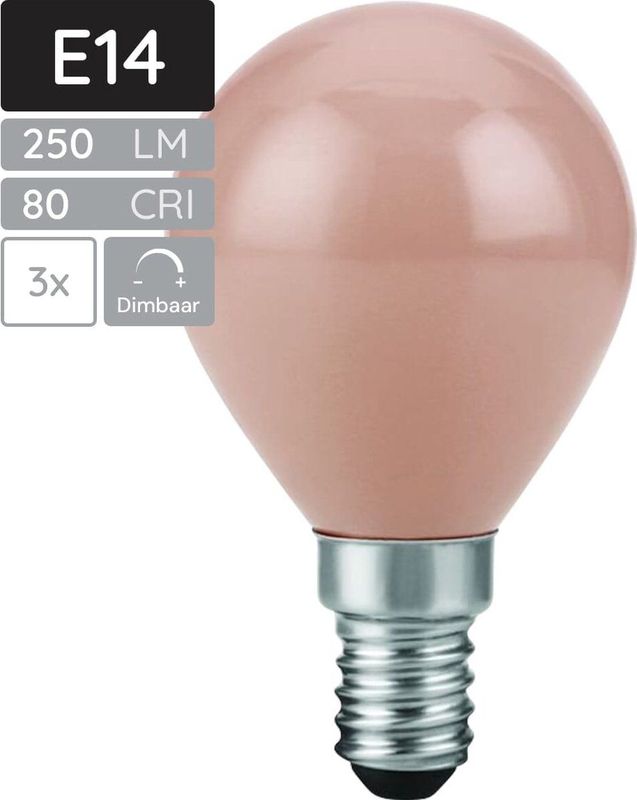 SPL - E14 LED Lamp - Dimbaar - Flame - Extra Warm Wit - 1800K - LED Filament Globe G45 - Vervangt 25W - 3 Stuks