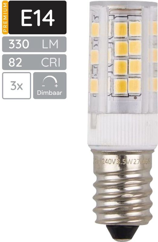 SPL - E14 LED Lamp - Warm Wit - 3.5W - Dimbaar - 330 lumen - LED Buislamp T17 - 3 Stuks