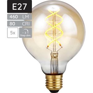 SPL - E27 LED Lamp - Amber - 5W - 3 Staps Dimbaar - Extra Warm Wit - Vervangt 39W - 5 Stuks