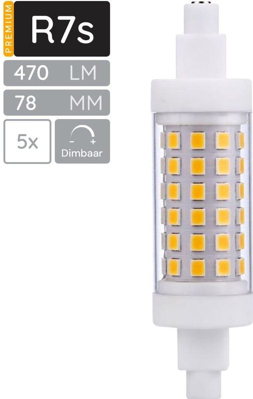 SPL R7s - LED Lamp - Neutraal Wit - 5W - Dimbaar - 470 lumen - LED T20 Buislamp - 5 Stuks