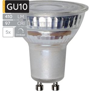 SPL GU10 LED Lamp 5.2W Dimbaar - CRI 97 - Warm Wit - 2700K - LED Spot MR16 - Vervangt 35W - 5 Stuks
