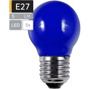 SPL - E27 LED Lamp 1W - Blauw - LED Filament Mini Globe/Kogel G45 - 5 Stuks