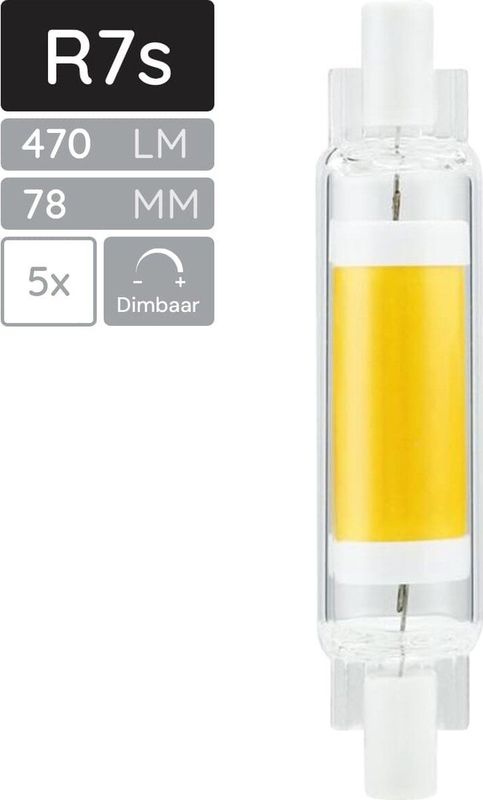 SPL - R7s - LED Lamp - Neutraal Wit - Dimbaar - 4W - 470lm - 5 Stuks