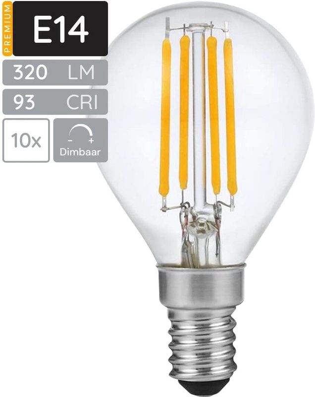 SPL - E14 LED Lamp - Dimbaar - Extra Warm Wit - 4W - Vervangt 28W - 10 Stuks