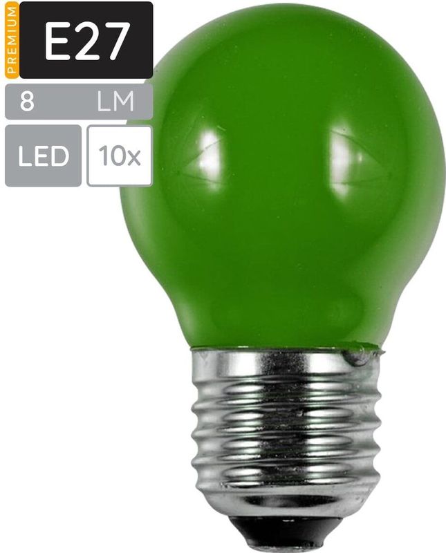 SPL - E27 LED Lamp - Groen - LED Filament Mini Globe/Kogel G45 - Feestverlichting - 10 Stuks