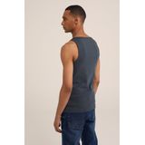 WE Fashion - Slim Fit Singlet - Donkerblauw - Katoen