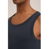 WE Fashion - Slim Fit Singlet - Donkerblauw - Katoen