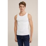 WE Fashion - Heren Slim Fit Singlet - Wit - Katoen