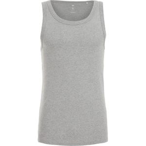 WE Fashion - Heren Slim Fit Singlet - Lichtgrijs Gemeleerd - Katoen