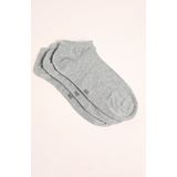 WE Fashion - Sneakersokken - Grijs Melange - Set van 3 Paar